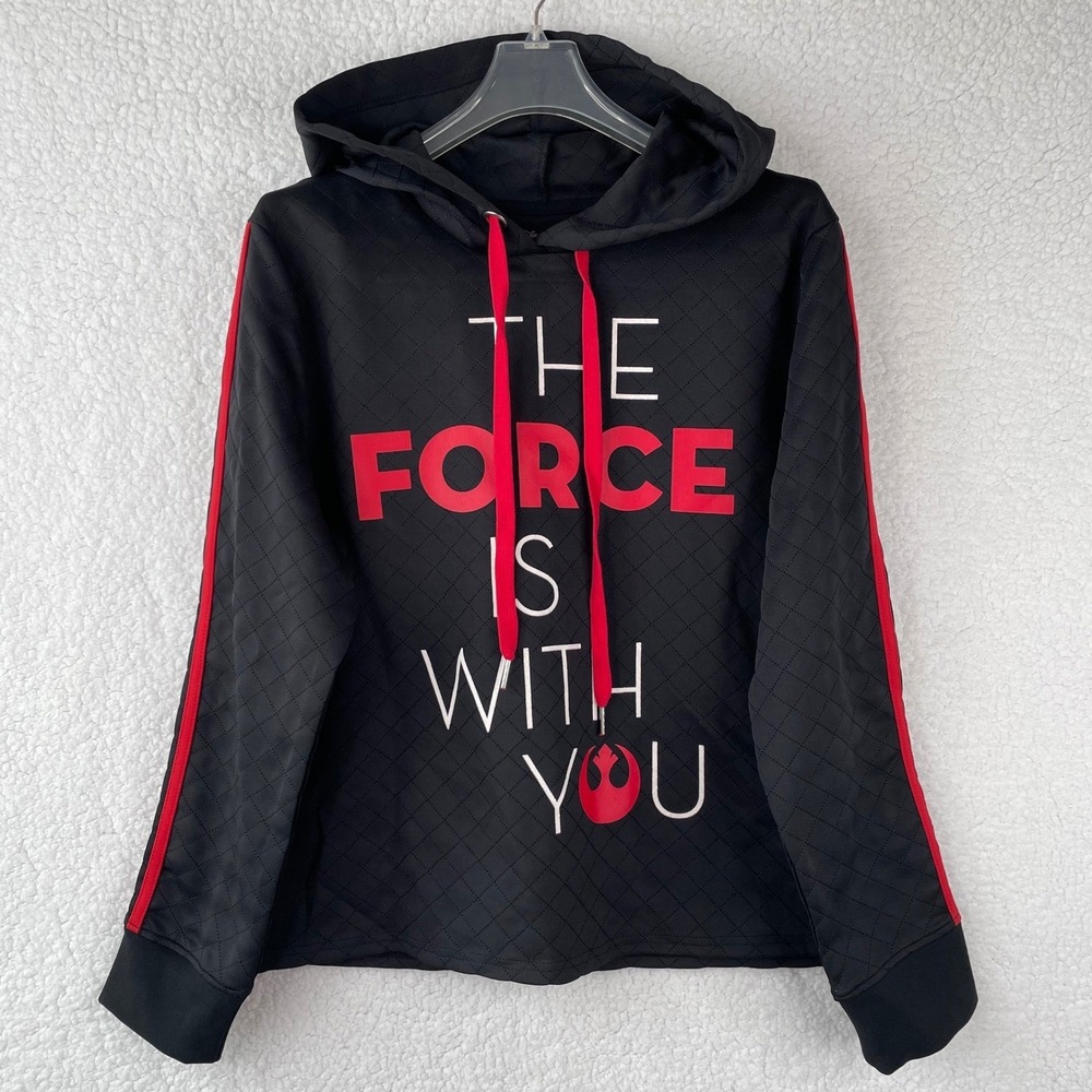 Disney Parks Star Wars The Force Is With You Quilted Hoodie Black Red Womens‎ L